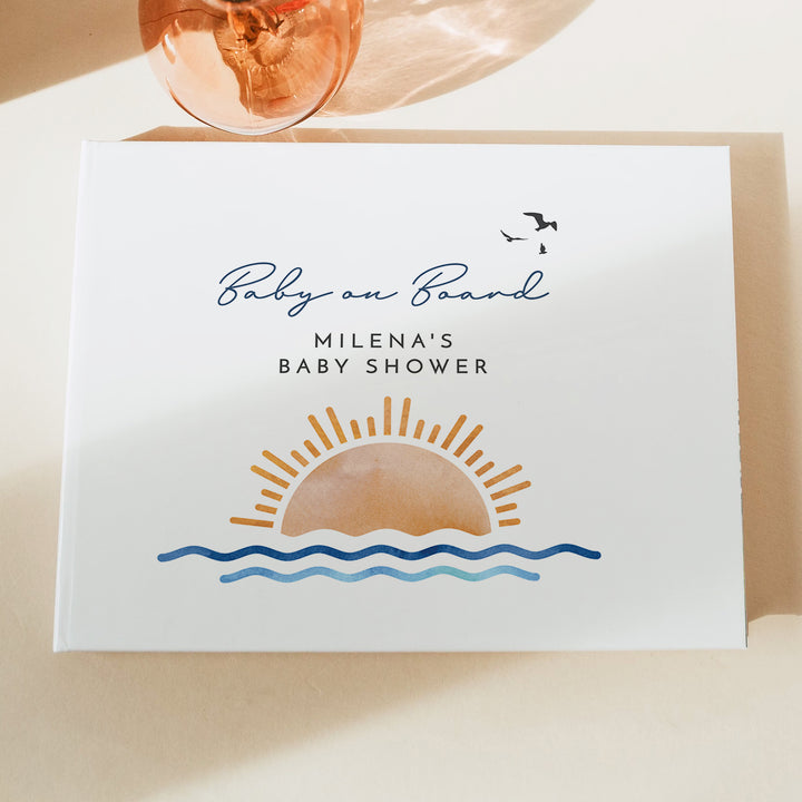 OCEANSIDE Baby on Board Nautical Baby Shower Guest Book Personalized