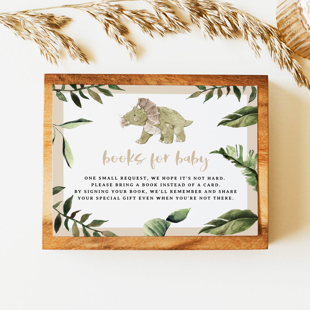 SPIKE Rustic Dinosaur Baby Boy Shower Books for Baby Card