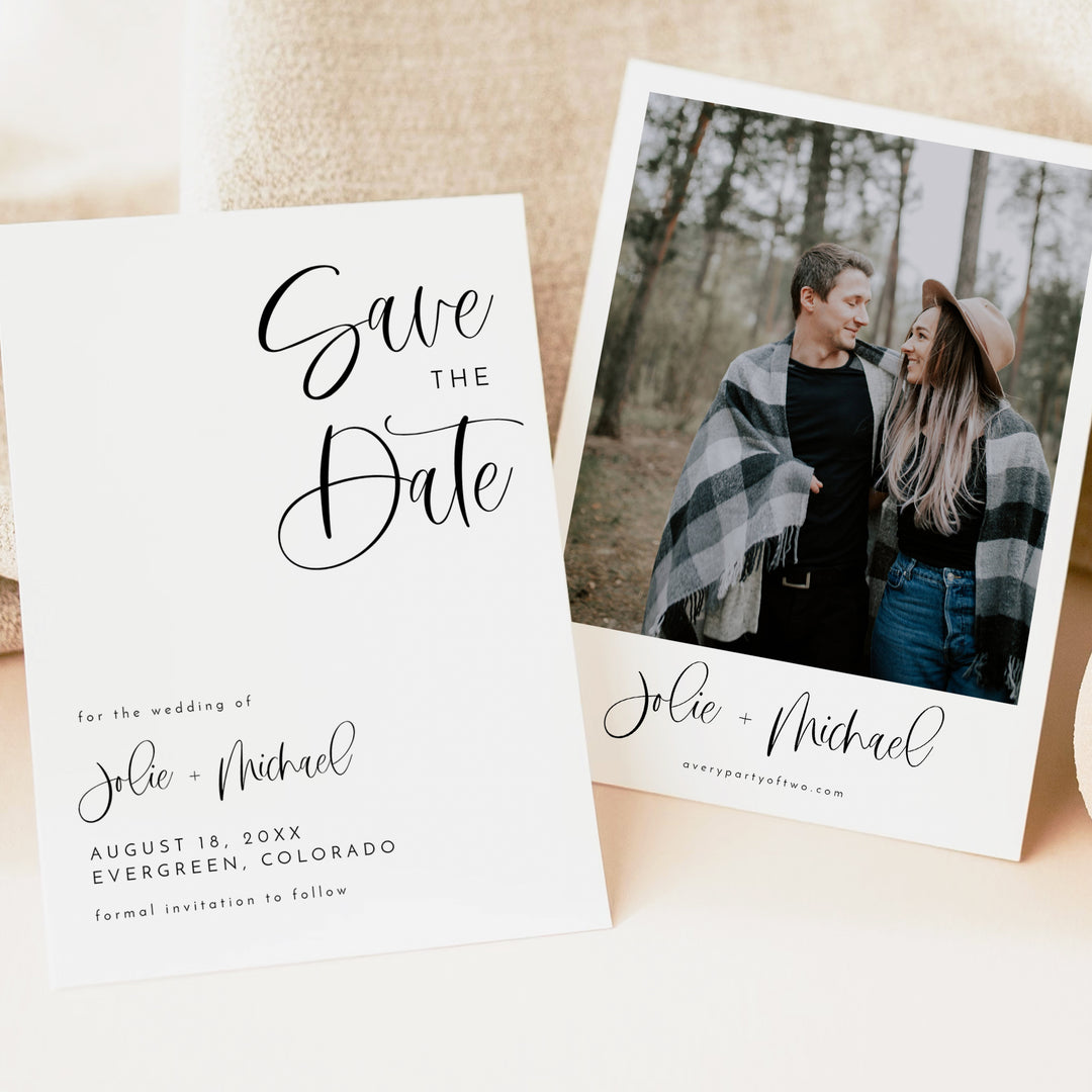 JOLIE Romantic Minimalist Engagement Photo Save the Date Invitation