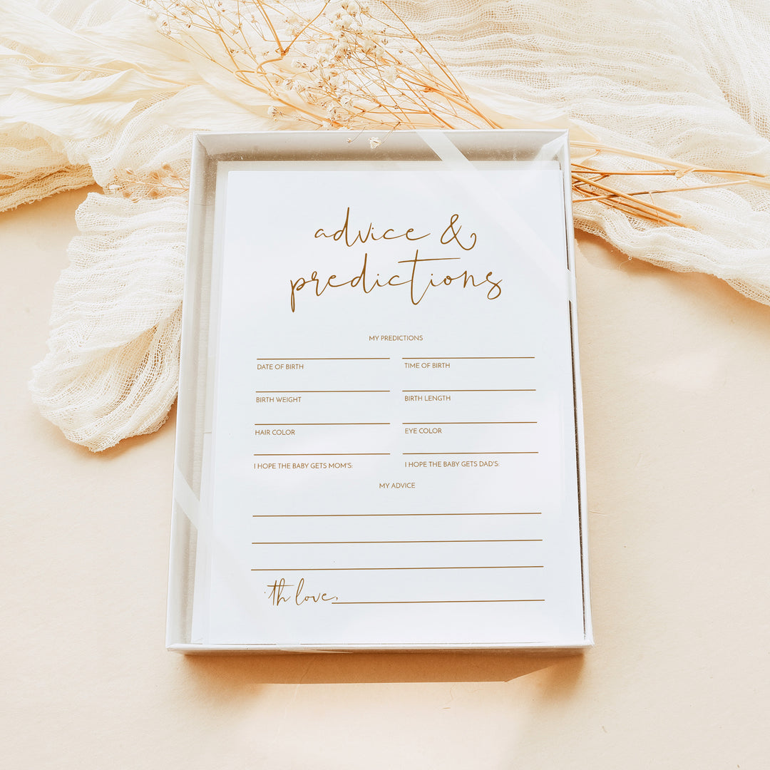 INDIE Gender Neutral Baby Shower Advice and Predictions Activity Card