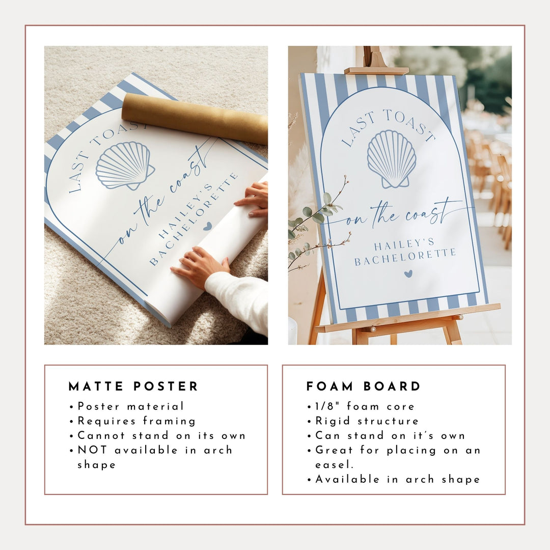 HAILEY Last Toast On The Coast Blue Nautical Bachelorette Welcome Sign