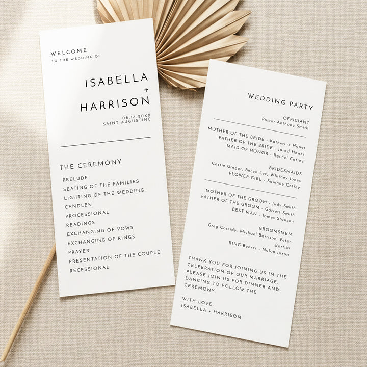 KENNEDY Modern Editorial Wedding Ceremony Program