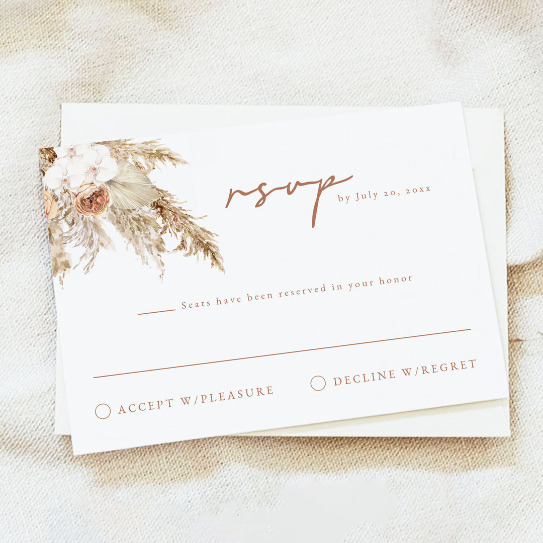 CIERA Autumn Terracotta Floral Wedding RSVP Cards with Envelope