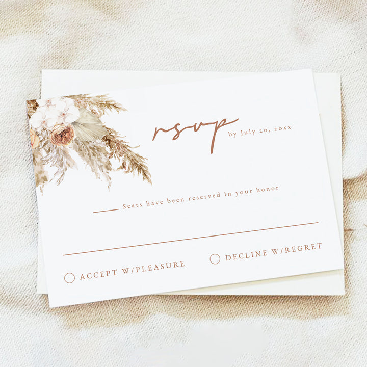 CIERA Autumn Terracotta Floral Wedding RSVP Cards with Envelope