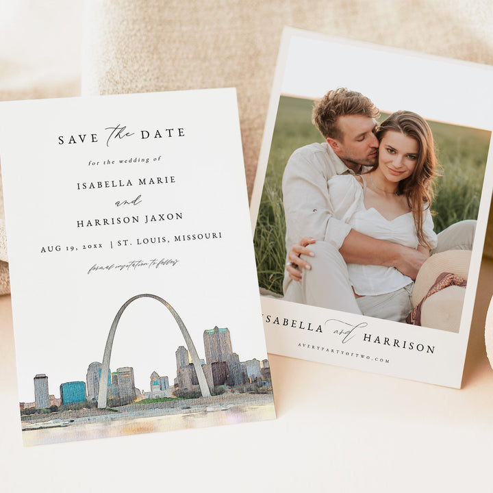 ST LOUIS Missouri Destination Wedding Save the Date Invites with Photo