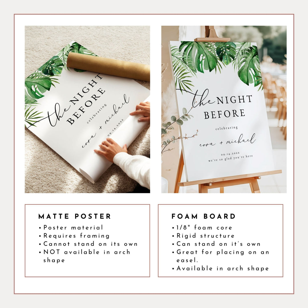CORA The Night Before Tropical Wedding Rehearsal Dinner Sign