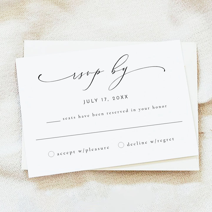 VALENTINA Elegant Script Boho Wedding RSVP Card