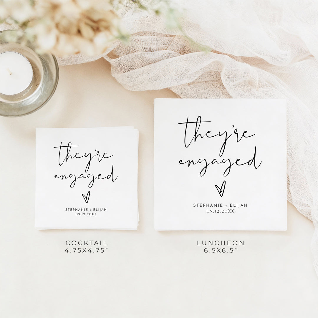 ADELLA They're Engaged Simple Boho Engagement Party Napkins