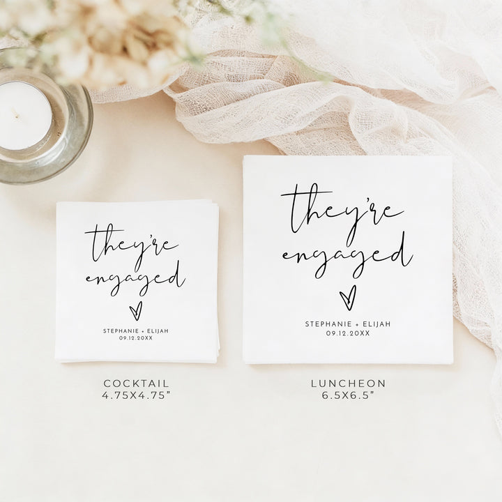 ADELLA They're Engaged Simple Boho Engagement Party Napkins