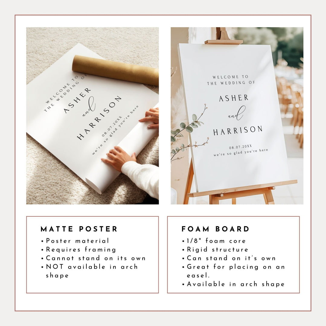 ASHER Formal Black and White Wedding Welcome Sign