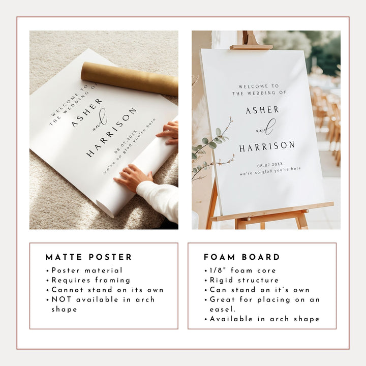 ASHER Formal Black and White Wedding Welcome Sign