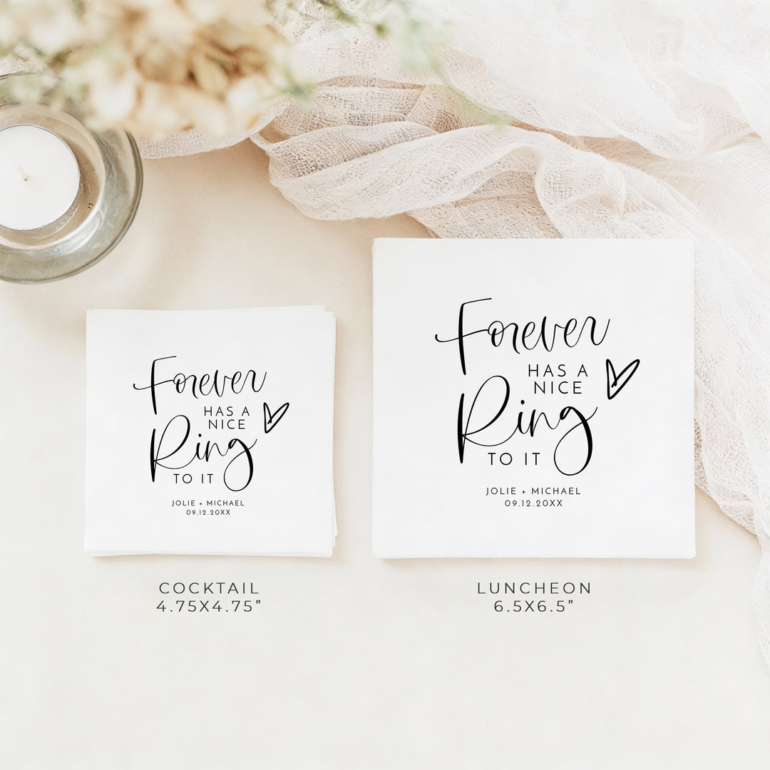 JOLIE Forever Has a Nice Ring To It Engagement Party or Wedding Napkin
