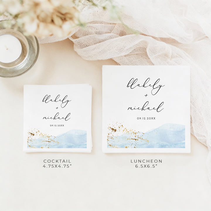 BLAKELY Personalized Elegant Beach Wedding Napkins