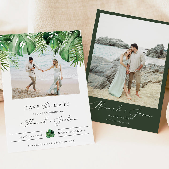 CORA Tropical Beach Engagement Photo Save the Date Cards