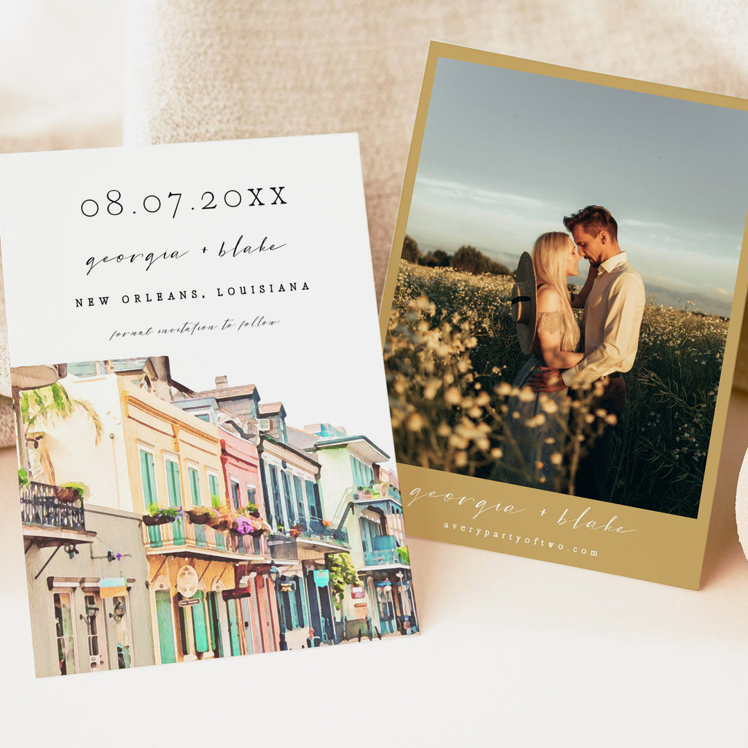 NOLA New Orleans Louisiana Photo Save the Date Invitations