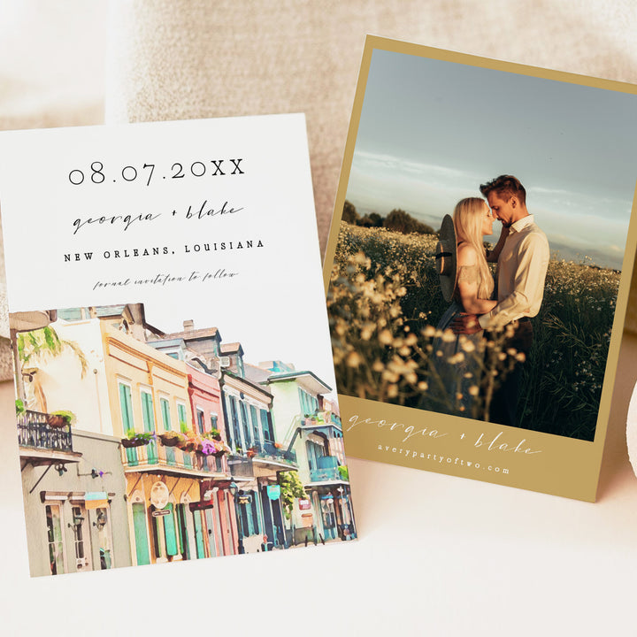NOLA New Orleans Louisiana Photo Save the Date Invitations