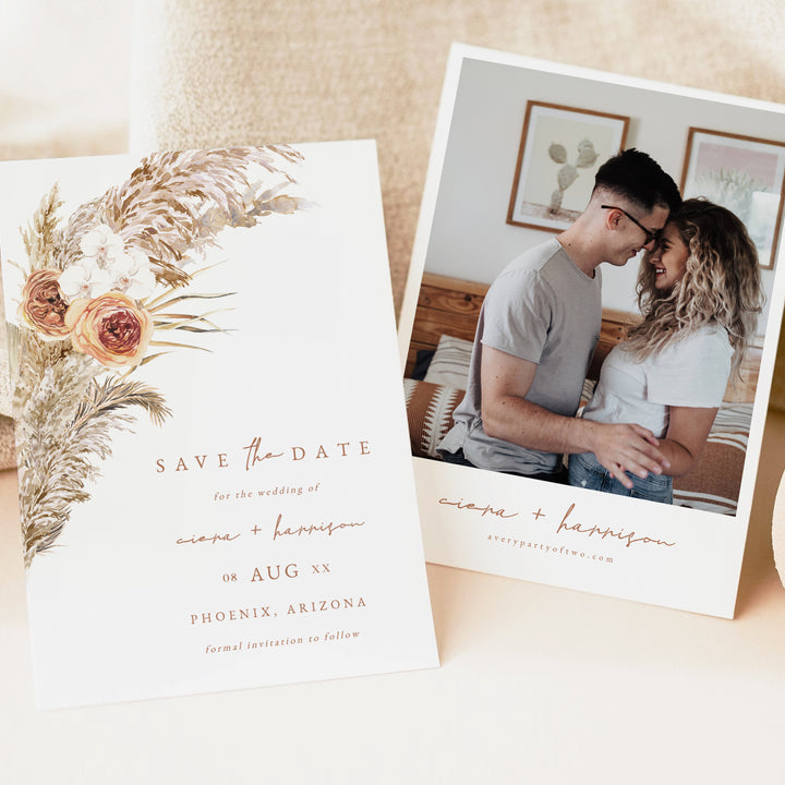 CIERA Rustic Terracotta Save the Date Invitations with Photo