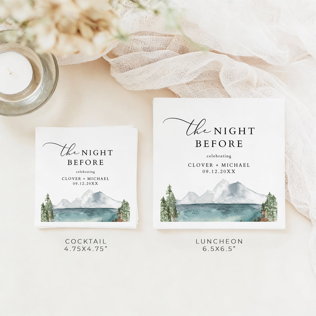 CLOVER The Night Before Mountain Wedding Rehearsal Dinner Napkins