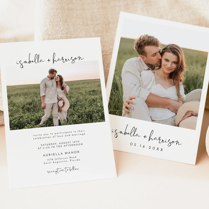 ADELLA Modern Wedding Invitation Cards with Photo