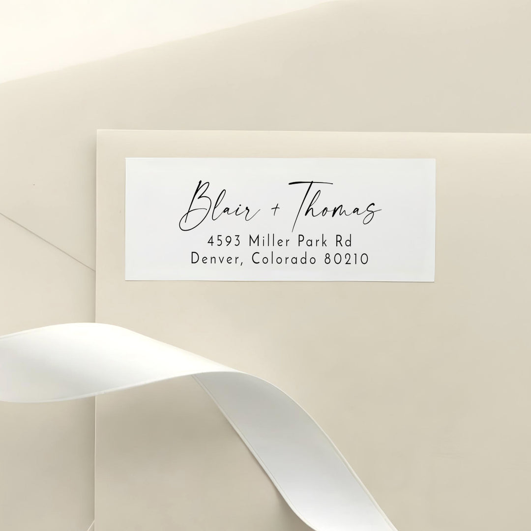 BLAIR Simple Black and White Wedding Return Address Labels