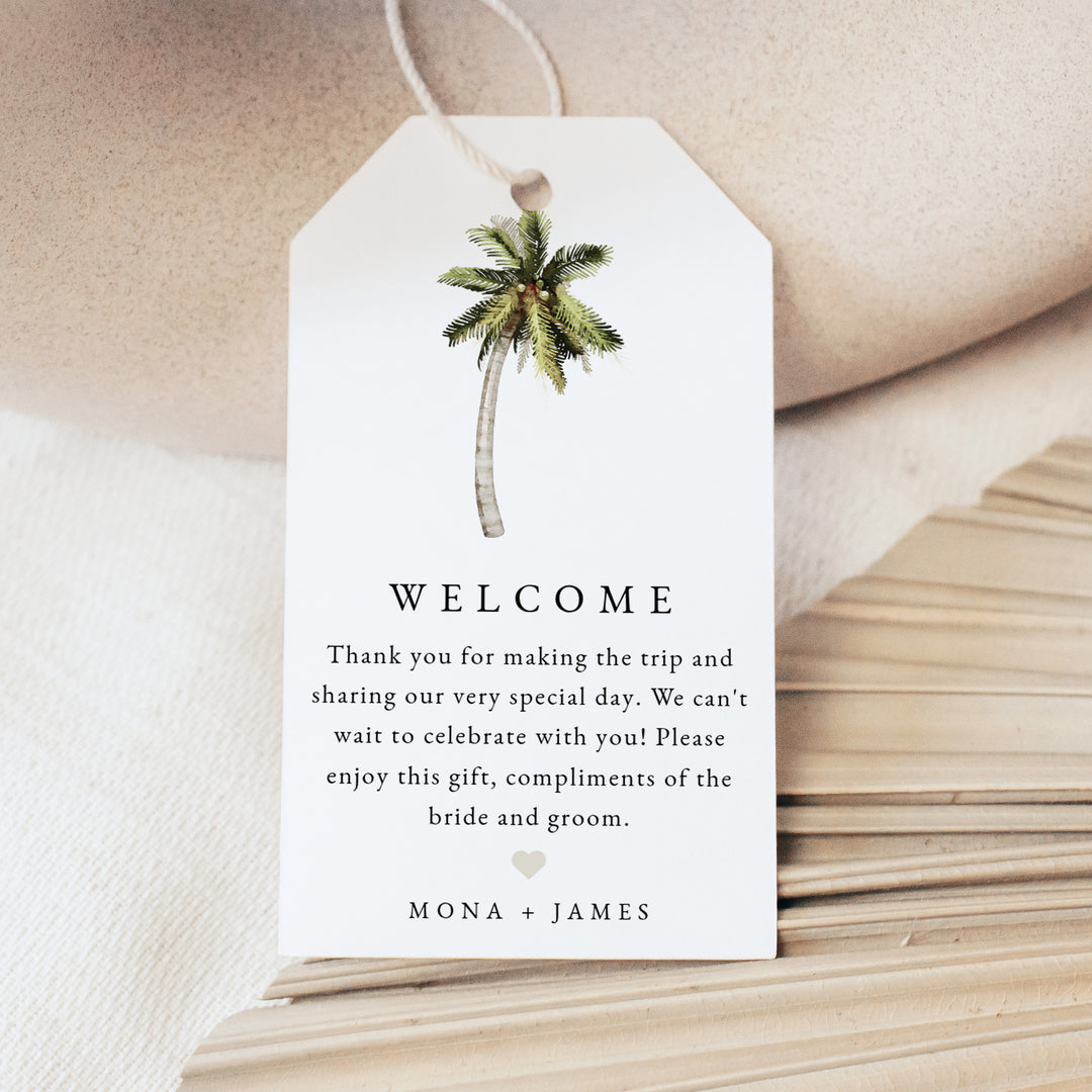 MONA Personalized Palm Tree Wedding Welcome Bag Tags