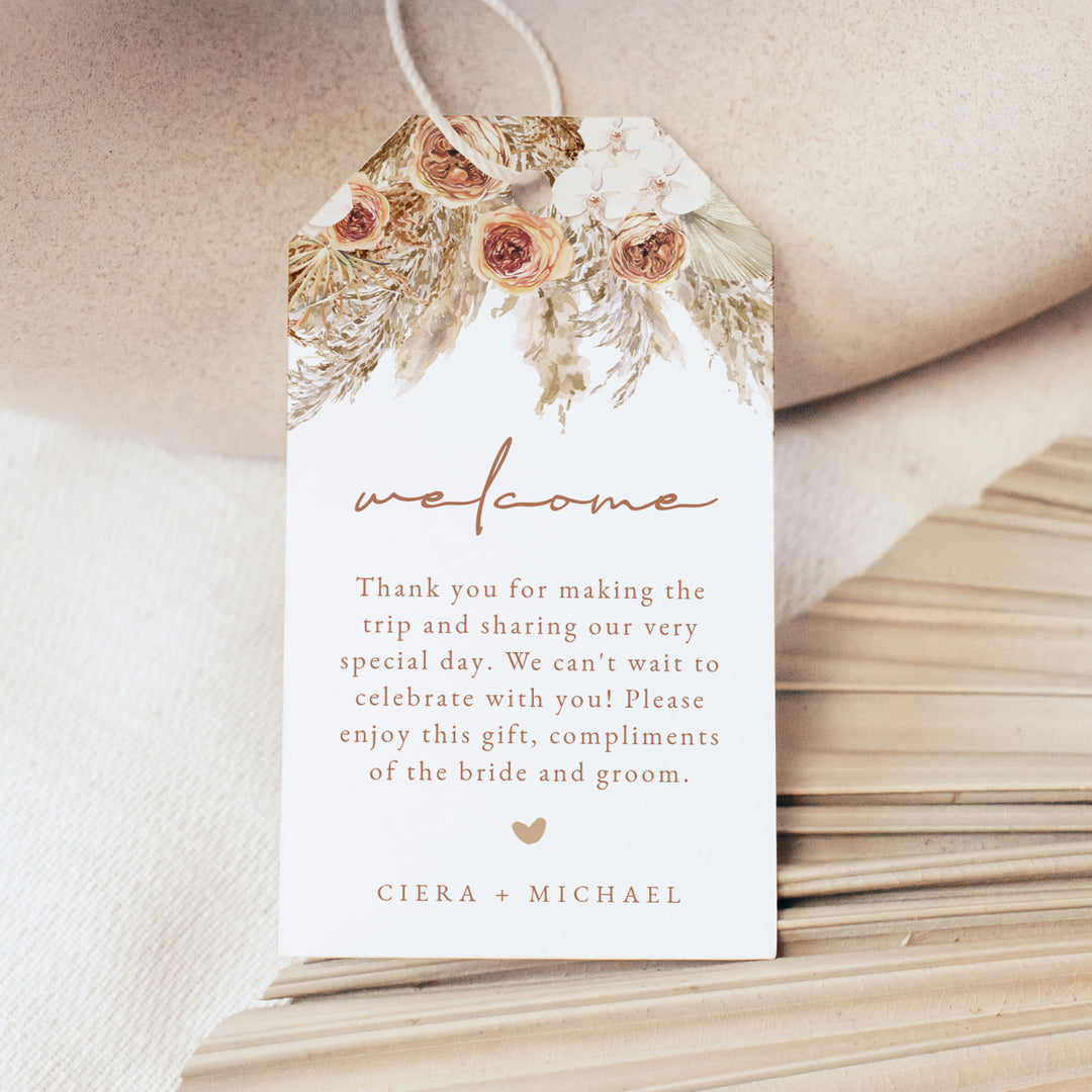 CIERA Elegant Terracotta Wedding Welcome Bag Tags