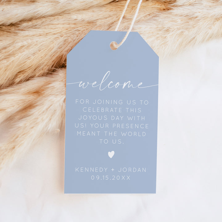 KENNEDY Elegant Sky Blue Wedding Welcome Bag Tags