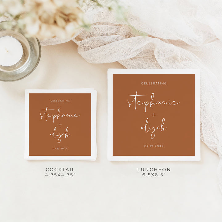 CORIANDER Personalized Rustic Terracotta Wedding Napkins
