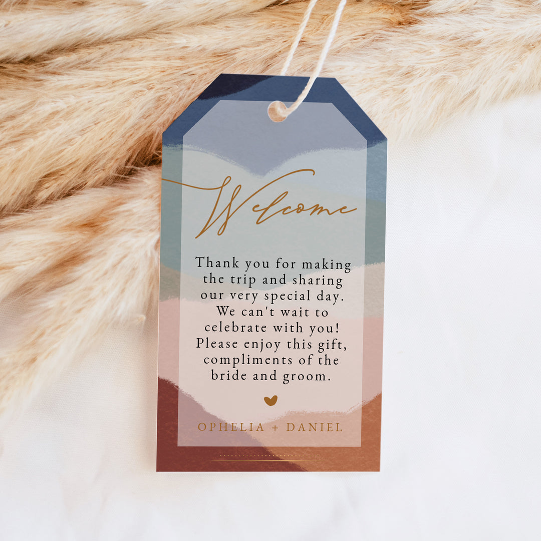 OPHELIA Personalized Terracotta Wedding Welcome Bag Tags