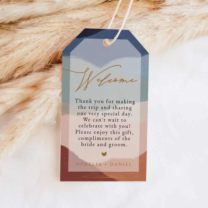 OPHELIA Personalized Terracotta Wedding Welcome Bag Tags