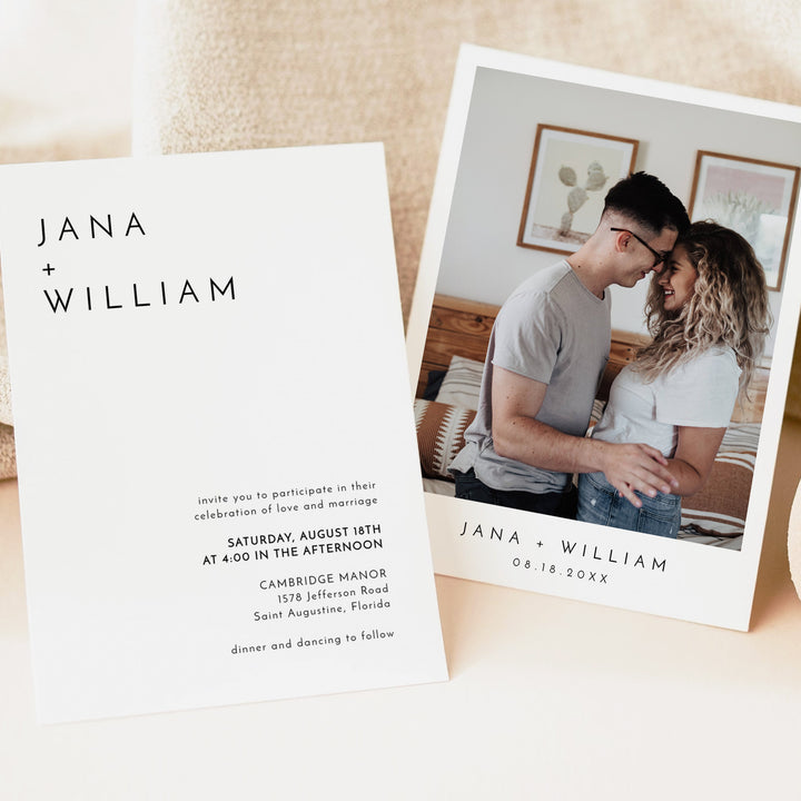 KENNEDY Elegant Luxury Wedding Invitation with Photo