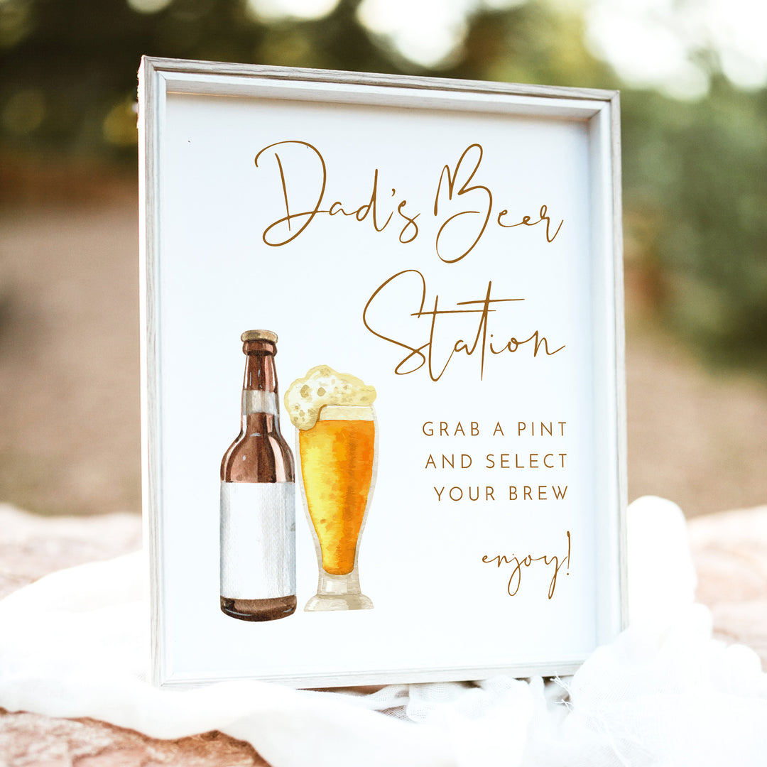 INDIE Dad's Beer Station Bar Sign for Rustic Baby Shower - Unframed