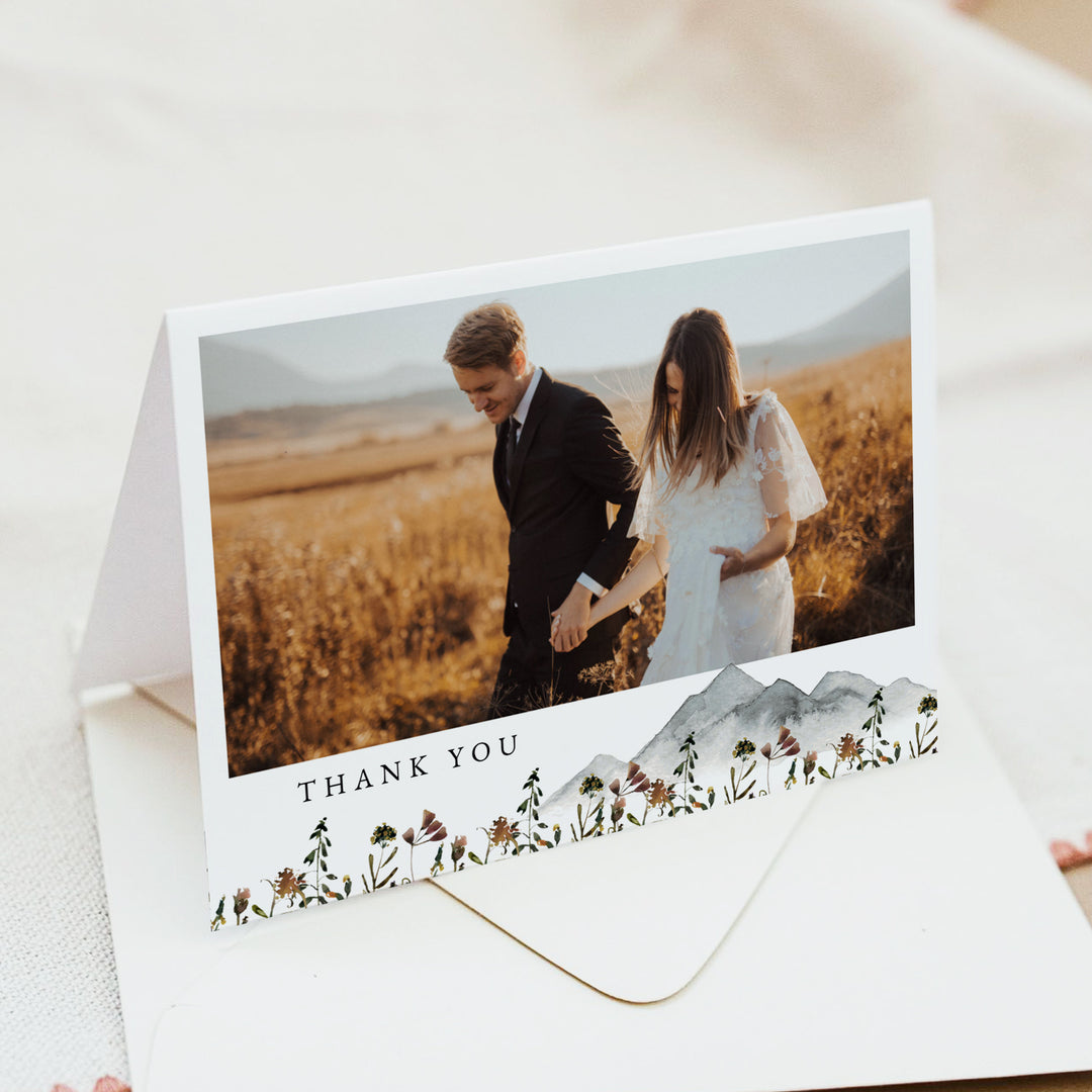 HEIDI Rustic Boho Wedding Photo Thank You Card