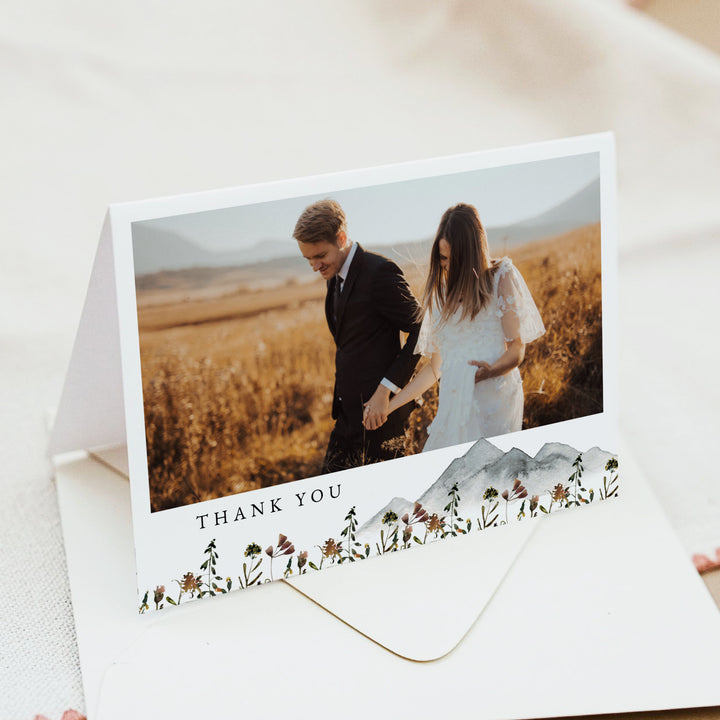 HEIDI Rustic Boho Wedding Photo Thank You Card