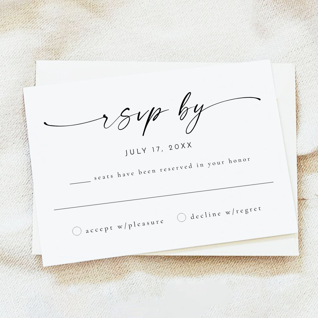 BLAIR Black and White Minimalist Wedding RSVP Cards with Envelopes