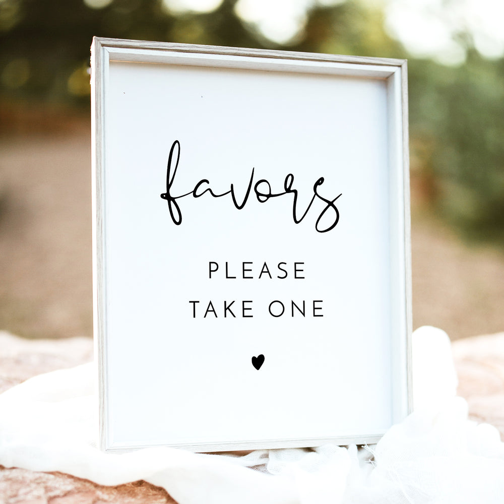 Adella Modern Minimalist Favors Sign Printed or Instant Download