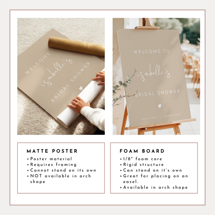 INDIE Rustic Beige Bridal Shower Welcome Sign