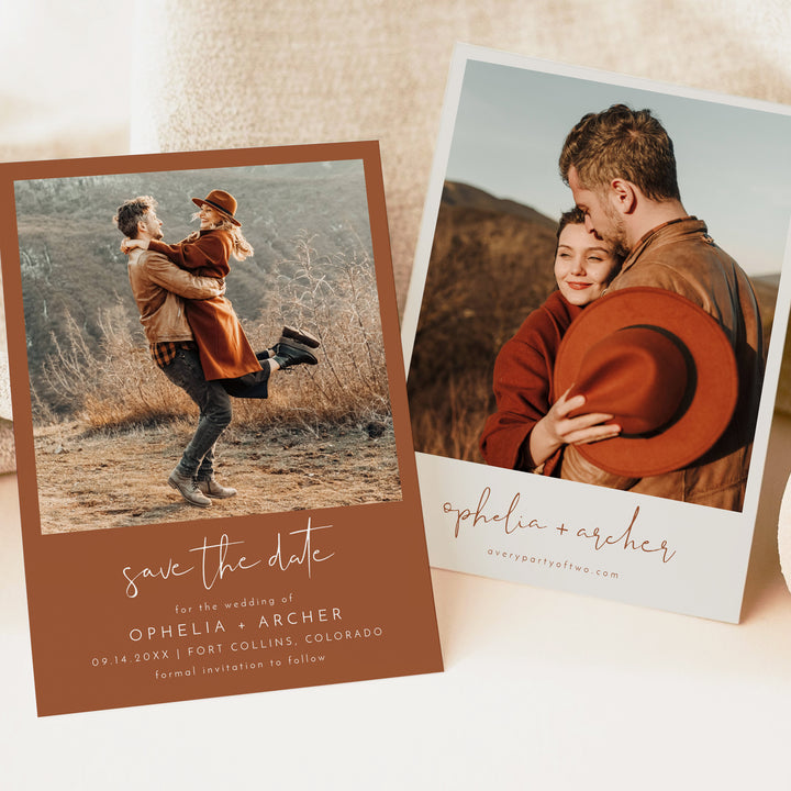 CORIANDER Rustic Boho Engagement Photo Save the Date Invitations