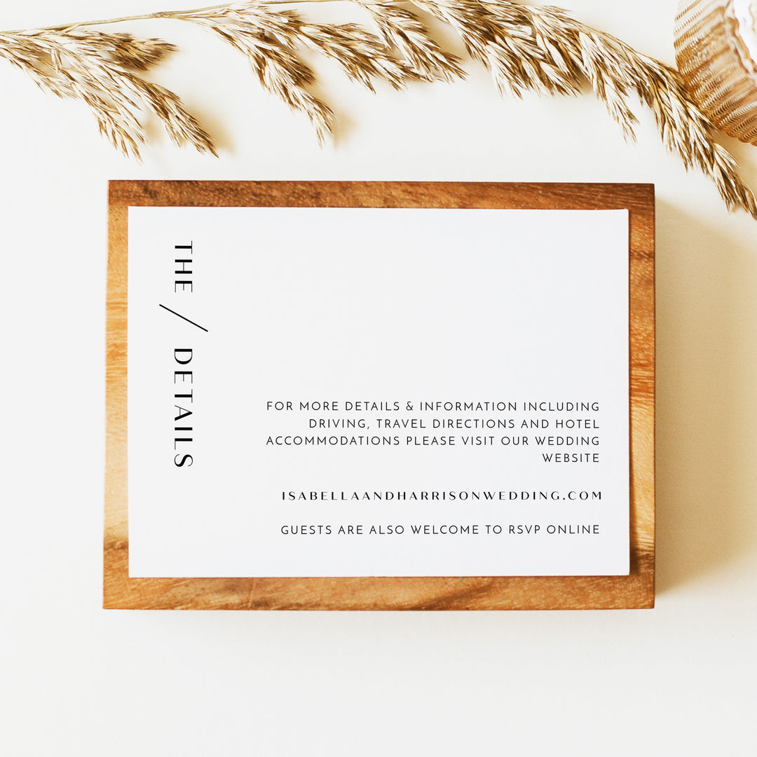 WILLOW Minimalist Elegant Wedding Information Cards