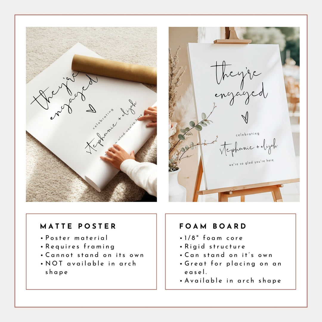 ADELLA They're Engaged Simple Boho Engagement Party Welcome Sign