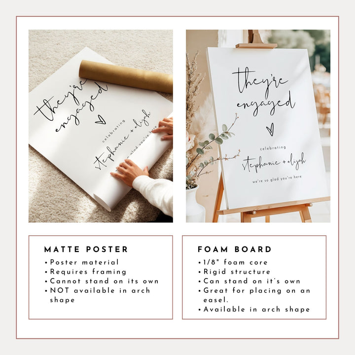 ADELLA They're Engaged Simple Boho Engagement Party Welcome Sign