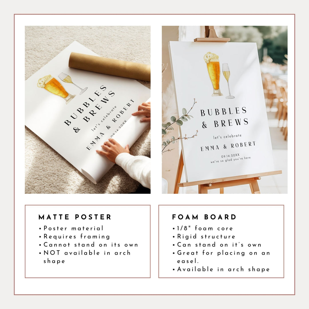 CHARLIE Bubbles and Brews Minimalist Wedding Welcome Sign
