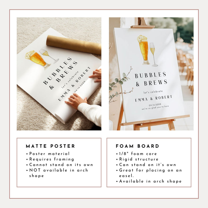 CHARLIE Bubbles and Brews Minimalist Wedding Welcome Sign