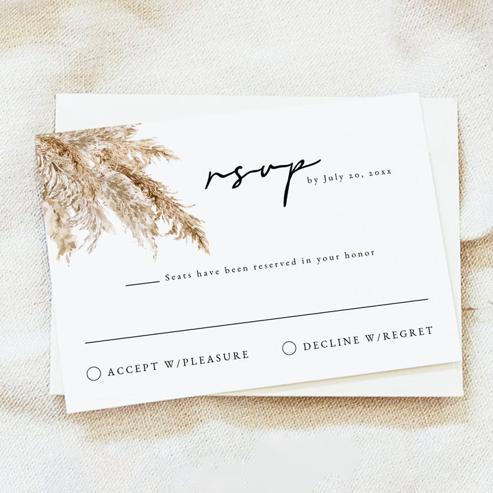 CIERA Rustic Fall Wedding RSVP Card with Envelopes