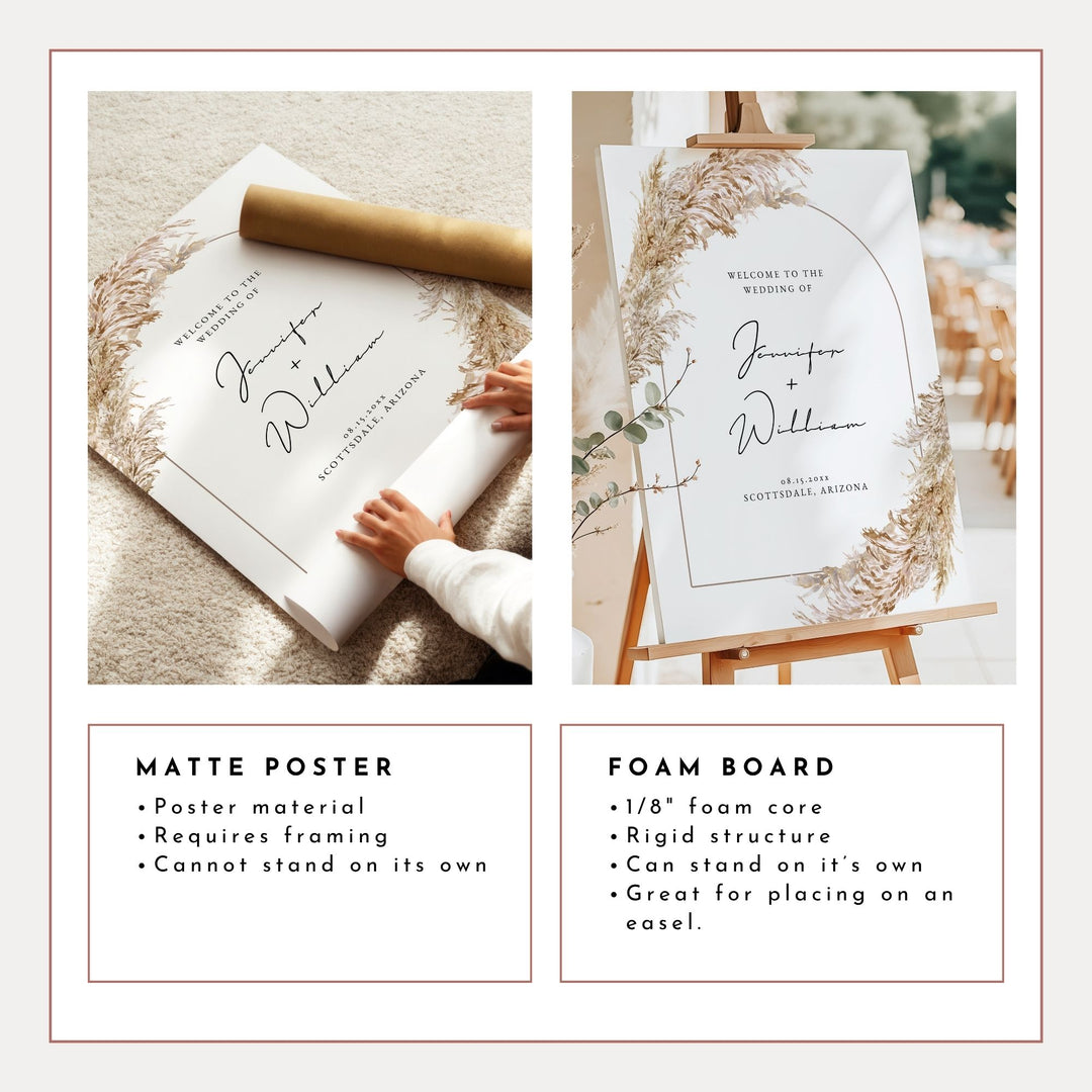 CIERA Personalized Elegant Pampas Wedding Welcome Sign