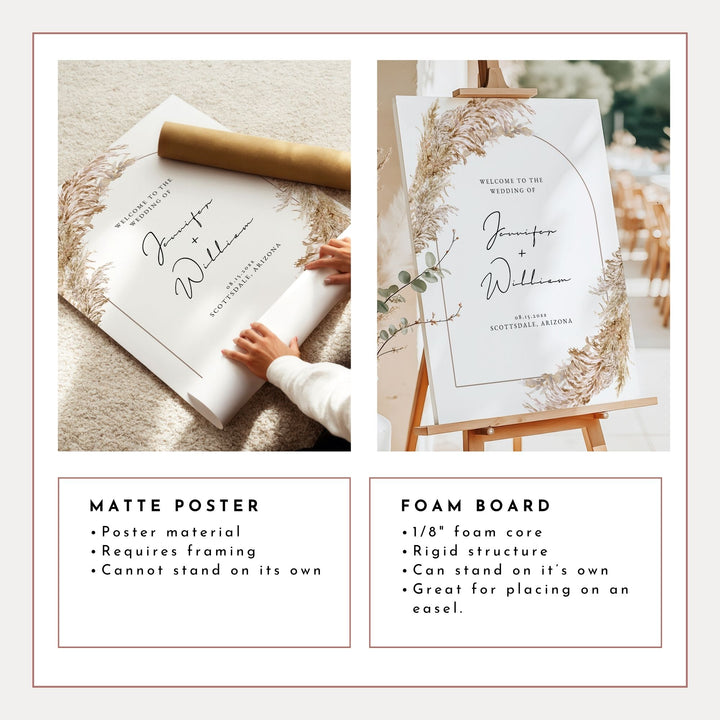 CIERA Personalized Elegant Pampas Wedding Welcome Sign