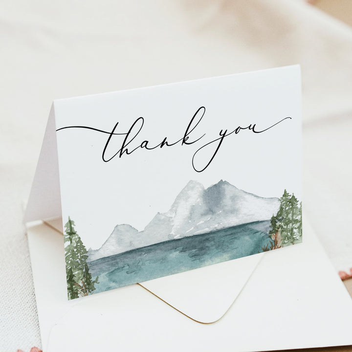 CLOVER Watercolor Mountain Thank You Cards