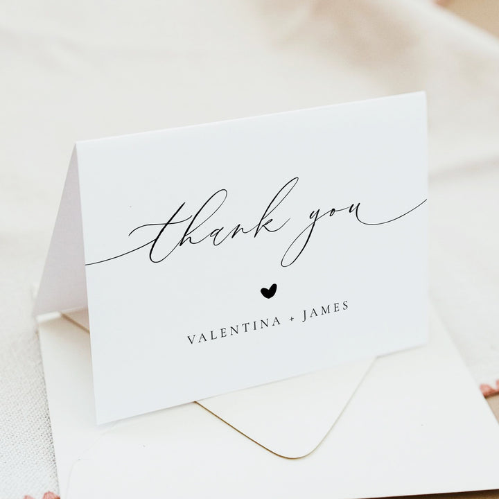 VALENTINA Personalized Black and White Thank You Cards