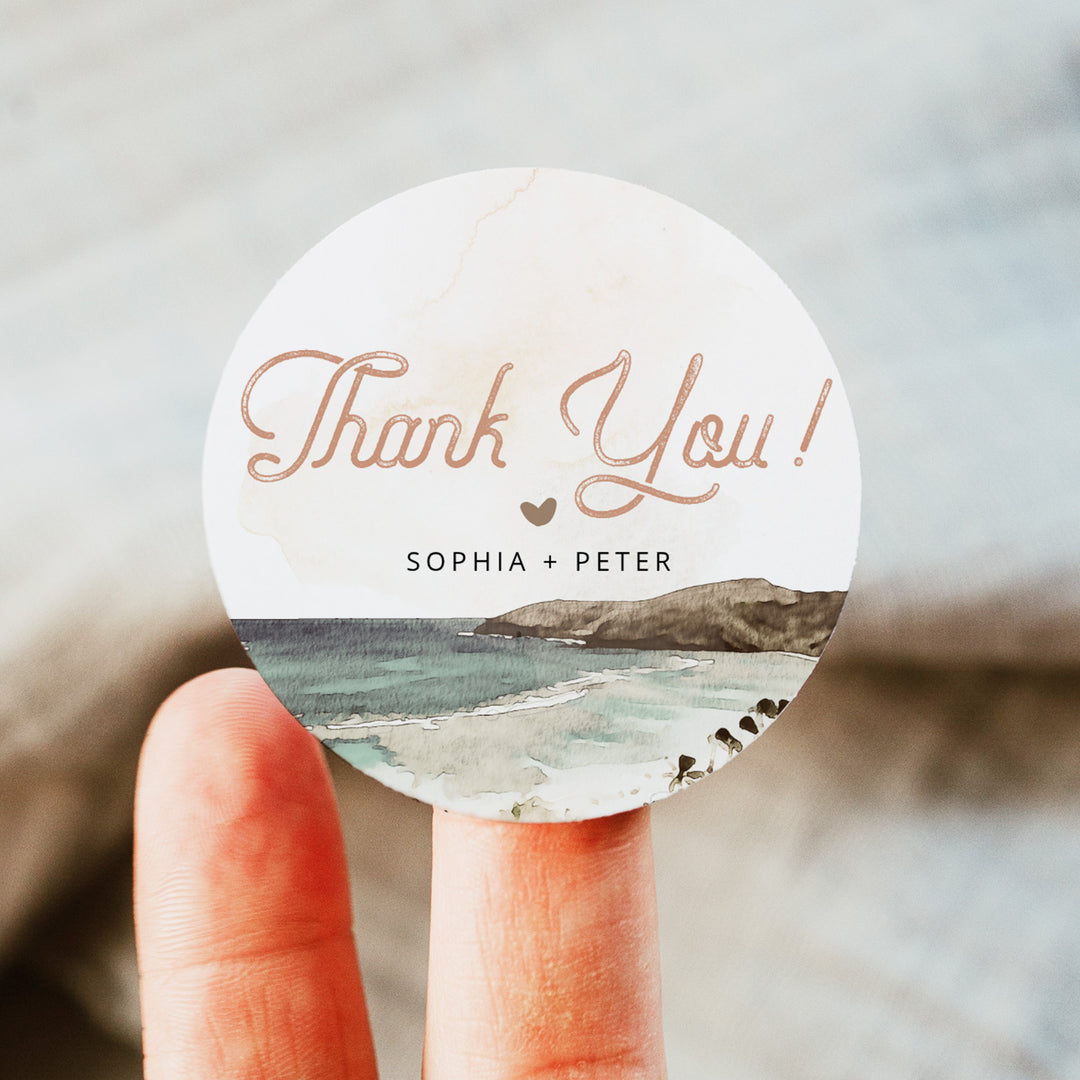 NANI Vintage Hawaii Destination Round Wedding Favor Stickers