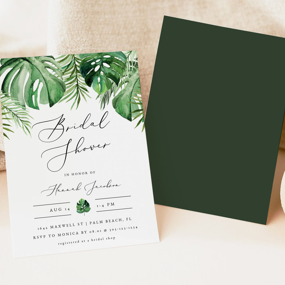 CORA Green Destination Wedding Bridal Shower Invitations